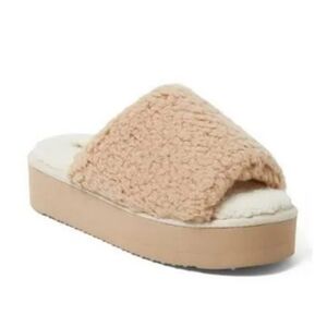Dearfoams Cozy Comfort Women's Platform Terry Slide Slipper Sz 9-10